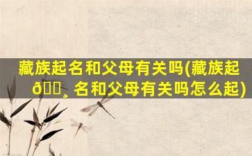 藏族起名和父母有关吗(藏族起 🕸 名和父母有关吗怎么起)